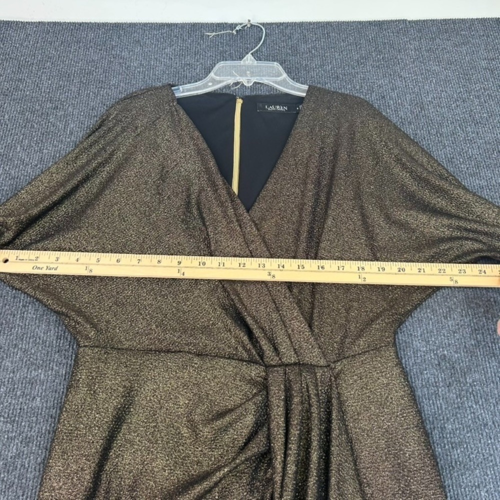 Lauren Ralph Lauren Black Label Gold Metallic Jacquard Dress Size 6 City Party - Picture 6 of 16